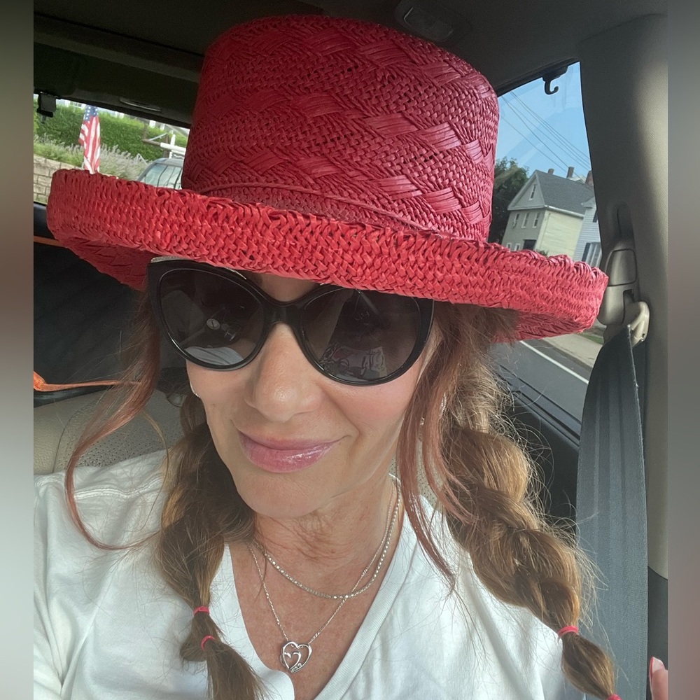 Red Woven Sun Hat - Picture 6 of 6